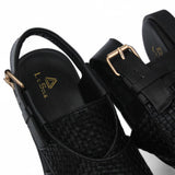 Black & Brown Heritage Leather Peshawari Chappal For Men