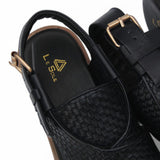 Black & Brown Heritage Leather Peshawari Chappal For Men