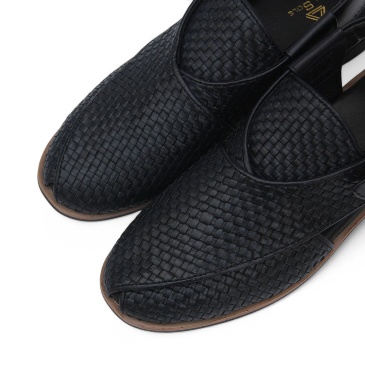 Black & Brown Heritage Leather Peshawari Chappal For Men