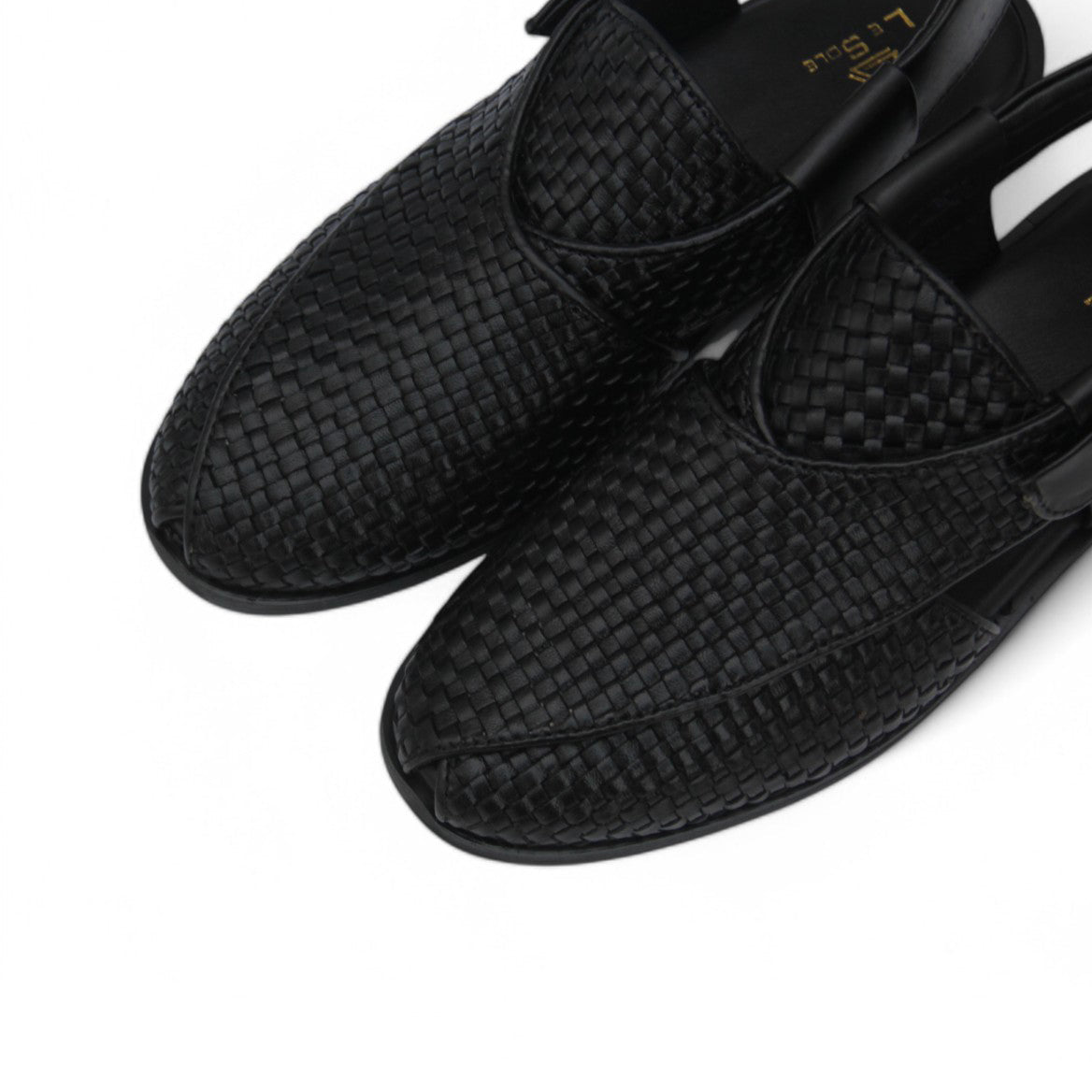 Black & Brown Heritage Leather Peshawari Chappal For Men