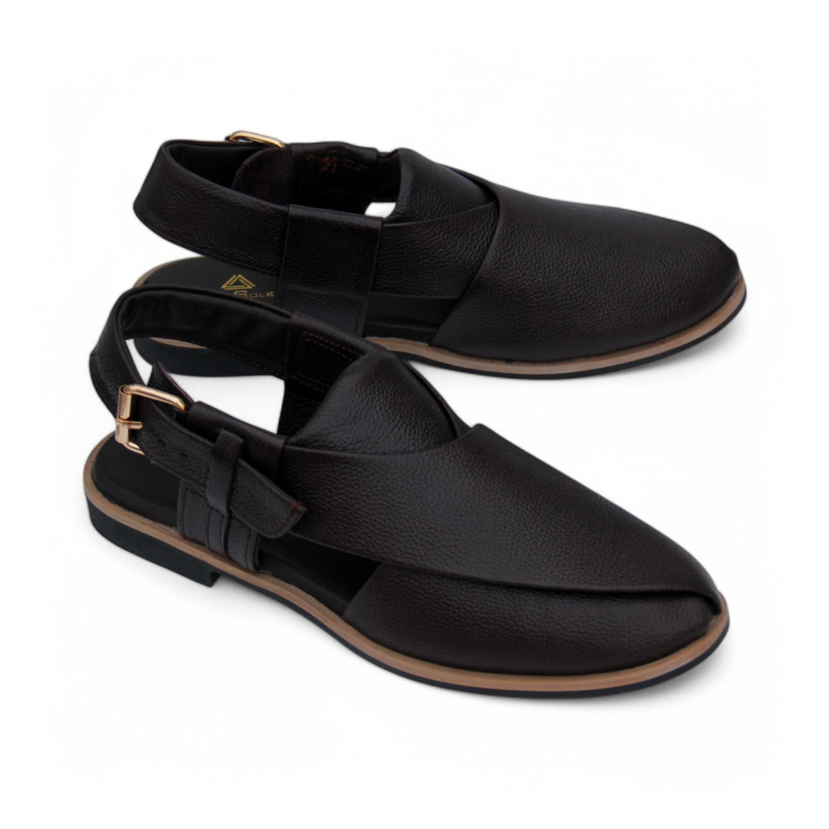 Black & Brown Premium Handmade Leather Peshawari Chappal For Men