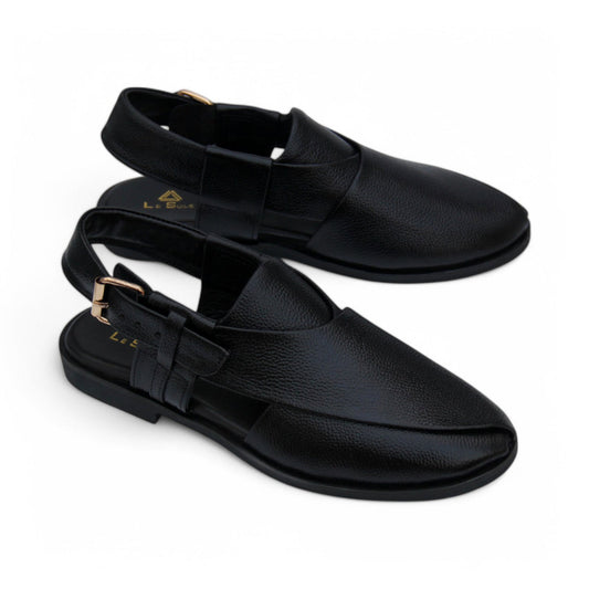 Black & Brown Premium Handmade Leather Peshawari Chappal For Men