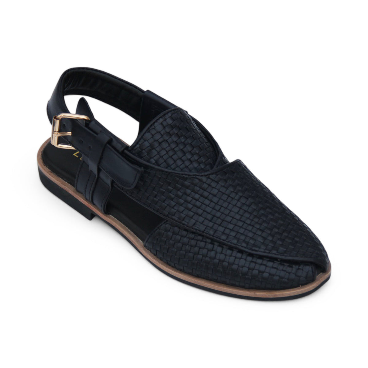 Black & Brown Heritage Leather Peshawari Chappal For Men