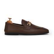 Black & Brown Premium Leather Loafers with Gold Chain for Men