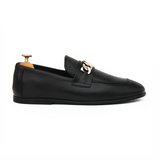 Black & Brown Premium Leather Loafers with Gold Chain for Men