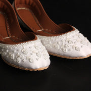 White Raw Silk Khussa– Pure, Elegant & One of a Kind For Women