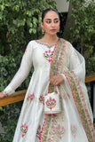 Noori Off-White Raw Silk Maxi with Organza Dupatta For Women