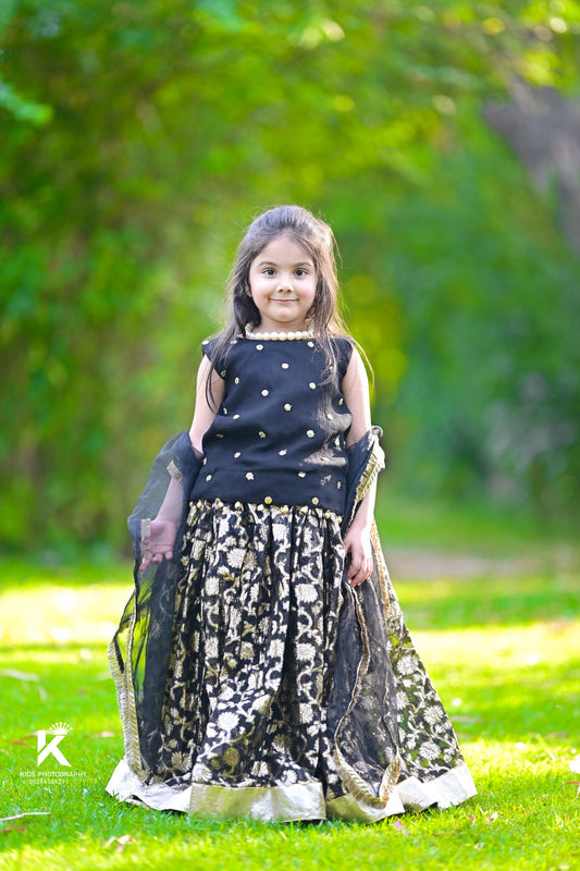 Little Black Lehnga Choli For Girls