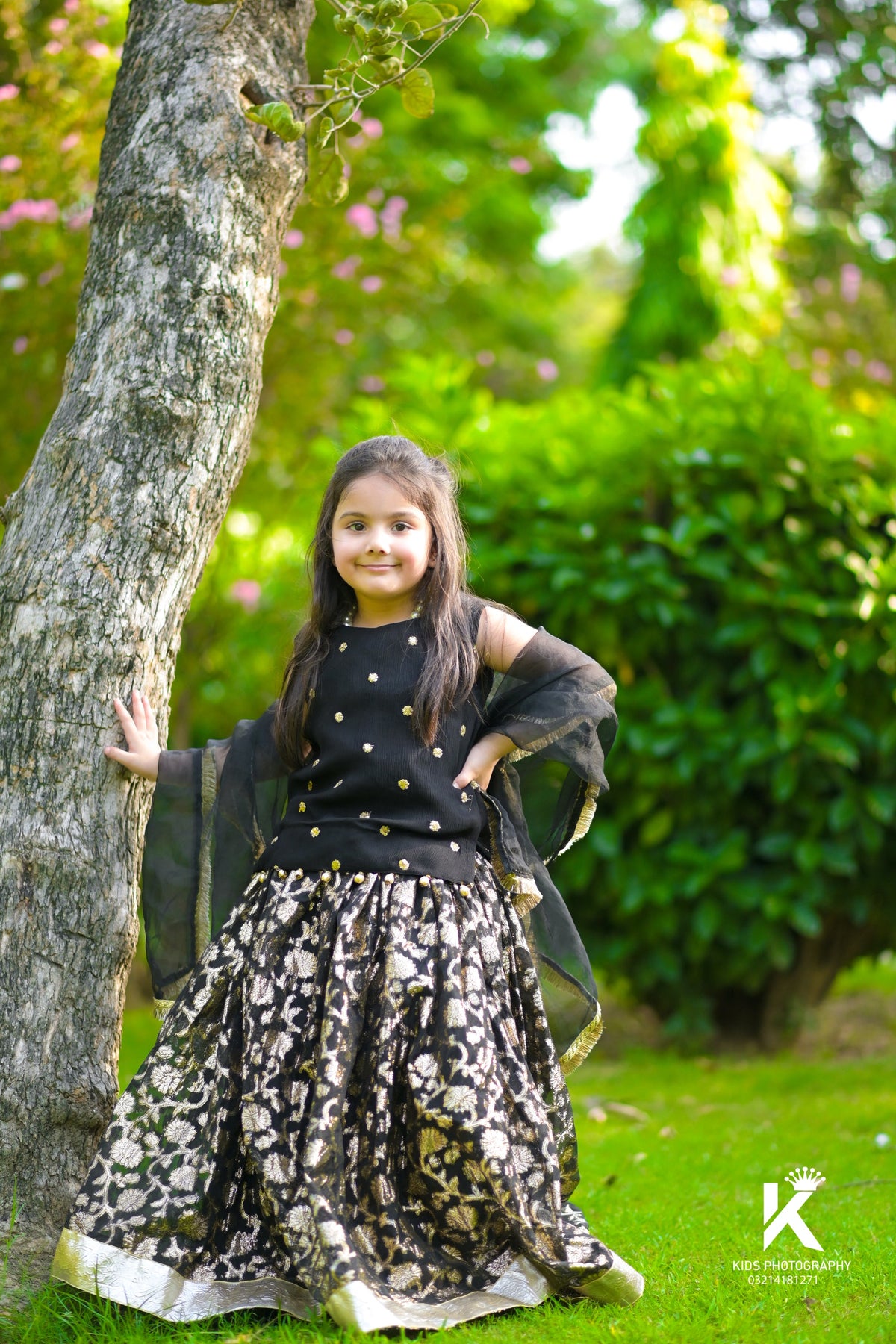 Little Black Lehnga Choli For Girls