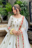 Chanbeli Off White Raw Silk Maxi with Net Dupatta For Women