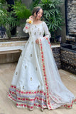 Chanbeli Off White Raw Silk Maxi with Net Dupatta For Women