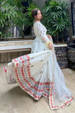 Chanbeli Off White Raw Silk Maxi with Net Dupatta For Women