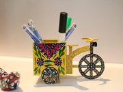 Hand-Painted Yellow Wooden Pen & Pencil Stationery Box For Decoration