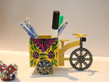 Hand-Painted Yellow Wooden Pen & Pencil Stationery Box For Decoration