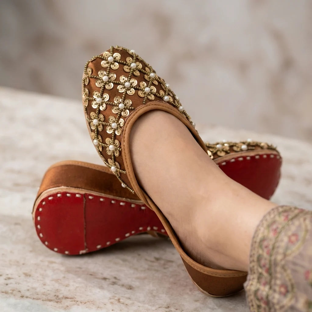Handcrafted Embroidered Leather Khussa For Women