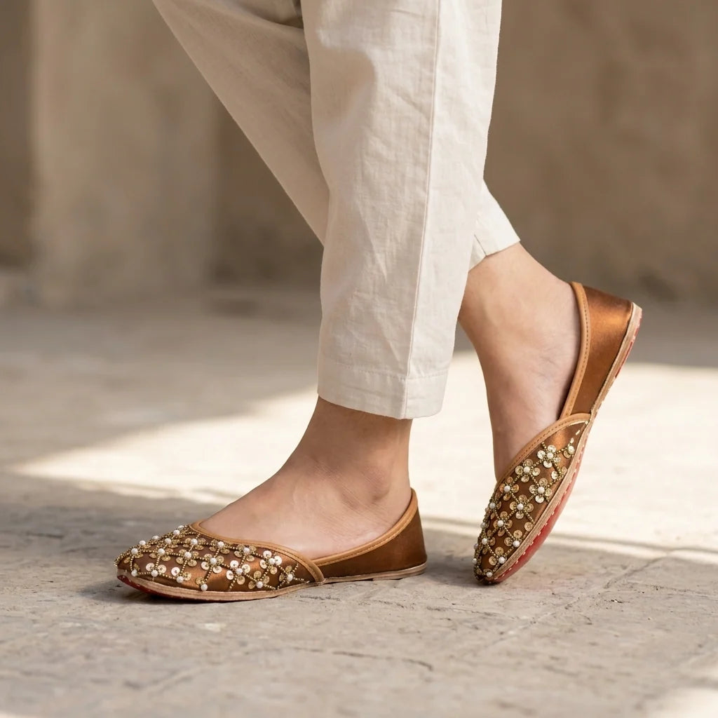 Handcrafted Embroidered Leather Khussa For Women