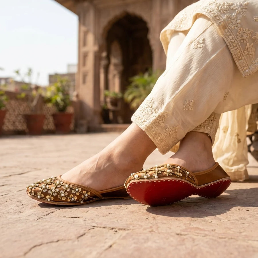 Handcrafted Embroidered Leather Khussa For Women
