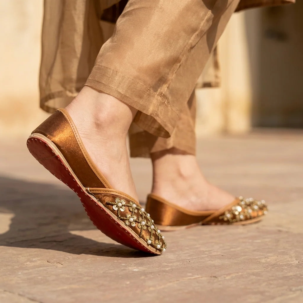 Handcrafted Embroidered Leather Khussa For Women