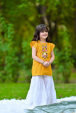 Mustard Embroidered Garara Set For Girls