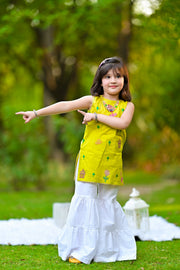 Butterfly Delight Cotton Lawn Kurta for Kids For Girls