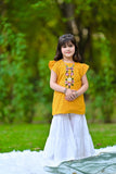 Mustard Embroidered Garara Set For Girls