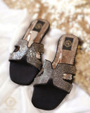 Hana Black Slides - Embellished with High-Quality Zero Size Zircons For Women