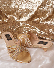 Fionna Heels - Black, Silver, and Gold with Elegant Zardozi & Swarovski Work For Women