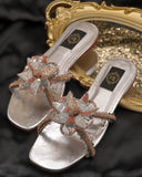 Floral Fantasy Silver Slides - 3D Floral Kora Dabka & Zardozi Embellishment For Women