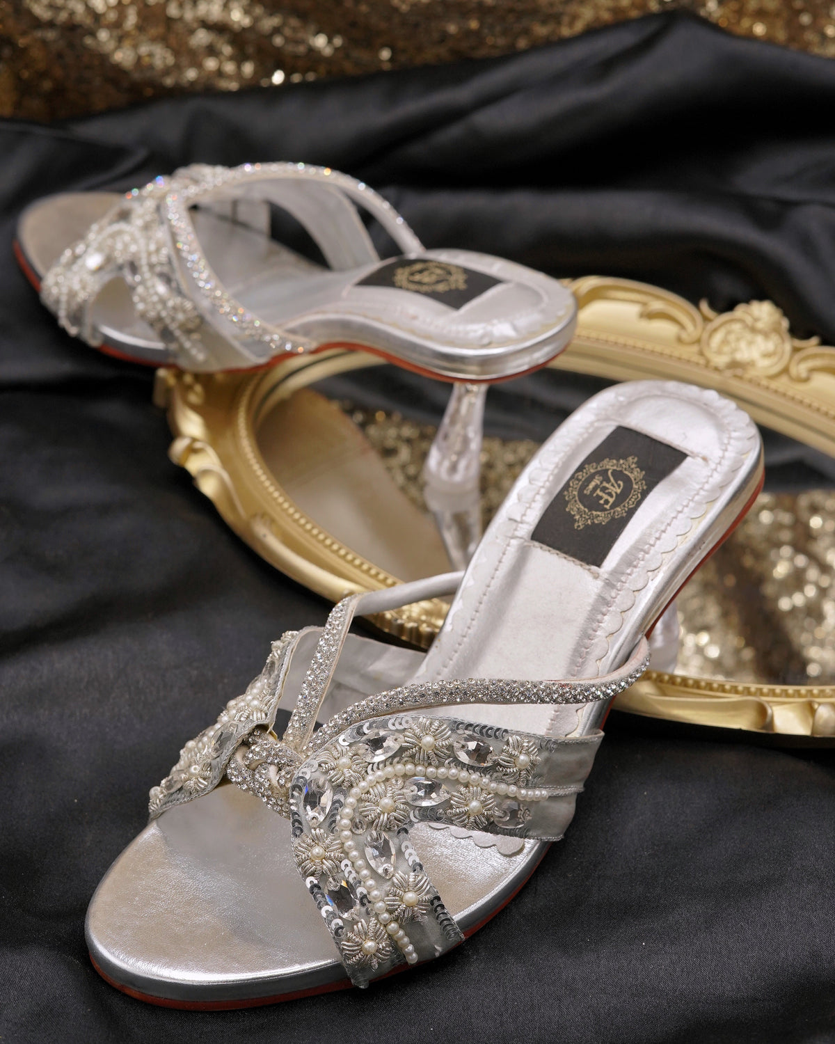 Anastasia Heels - Silver, Black, and Gold with 2.5-Inch Elegance For Women