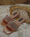 Natasha Rose Gold Slides - T-Shape Design with High-Quality Zircons For Women