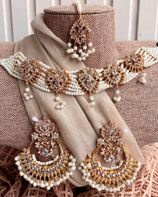 Zayvera White Stone Choker Set For Women