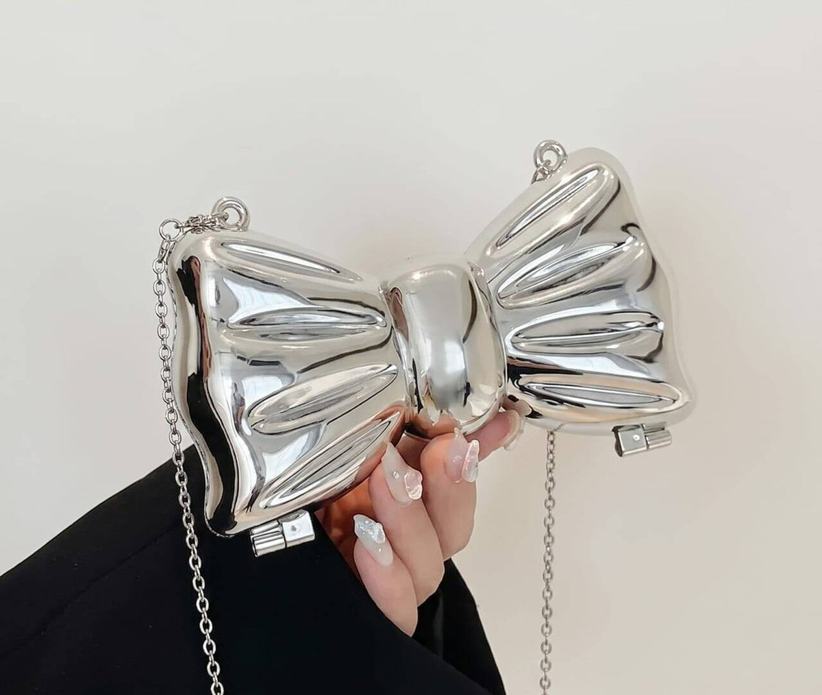 Silver Bow Luxe Statement Clutch For Women