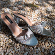 Niomi Silver – Sparkling Silver Block Heel Sandals For Women