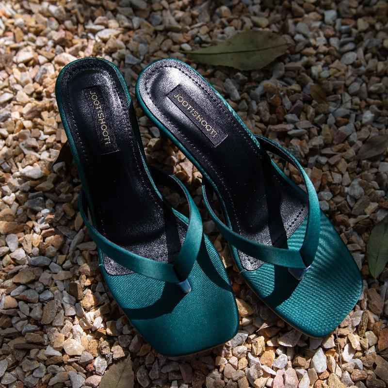 Nina Forest – Emerald Green Kitten Heel Sandals For Women