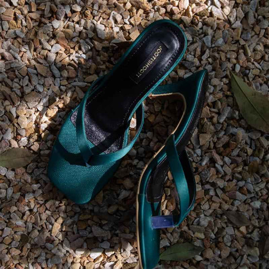Nina Forest – Emerald Green Kitten Heel Sandals For Women