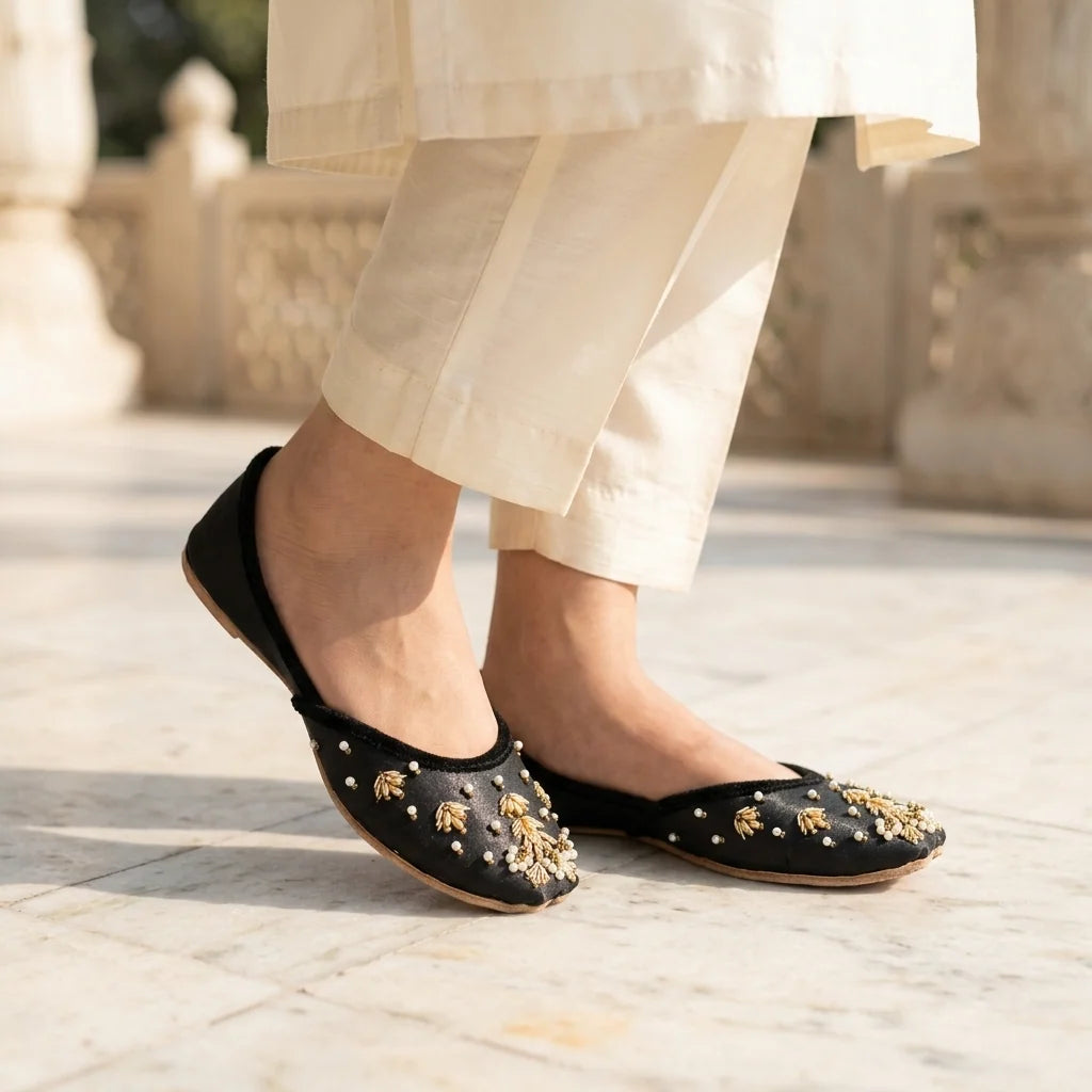 Royal Embroidered Leather Sole Khussa For Women