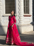 Hot Pink Gulnaar Royal Raw Silk Maxi For Women