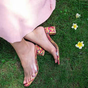 Flora – Multi-Color Floral Block Heel Sandals For Women