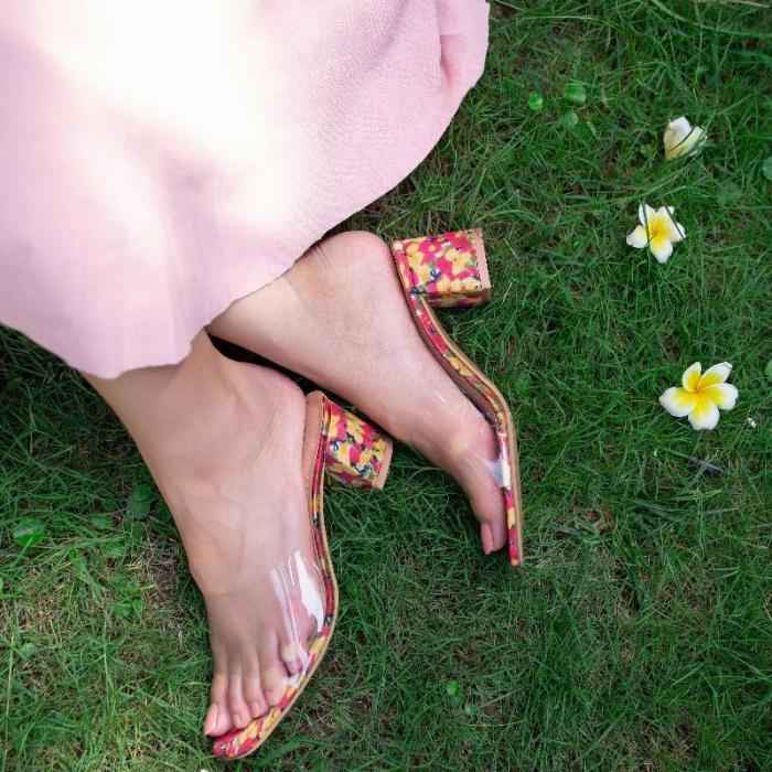 Flora – Multi-Color Floral Block Heel Sandals For Women