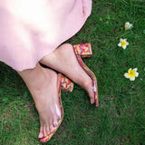 Flora – Multi-Color Floral Block Heel Sandals For Women