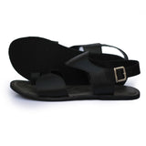 Black Color Thumb Style Leather Sandals For Men