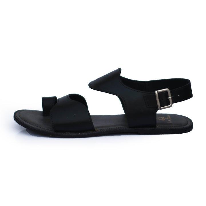 Black Color Thumb Style Leather Sandals For Men