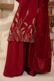 Maroon Silk 3-Piece Handwork Sharara Suit For Women