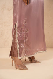 Zarmin Mauve Shine – Luxury 3-Piece Silk Kaftan Suit For Women