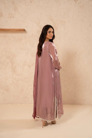 Zarmin Mauve Shine – Luxury 3-Piece Silk Kaftan Suit For Women