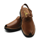 Mustard Leather Peshawari Chappal/Sandals For Men