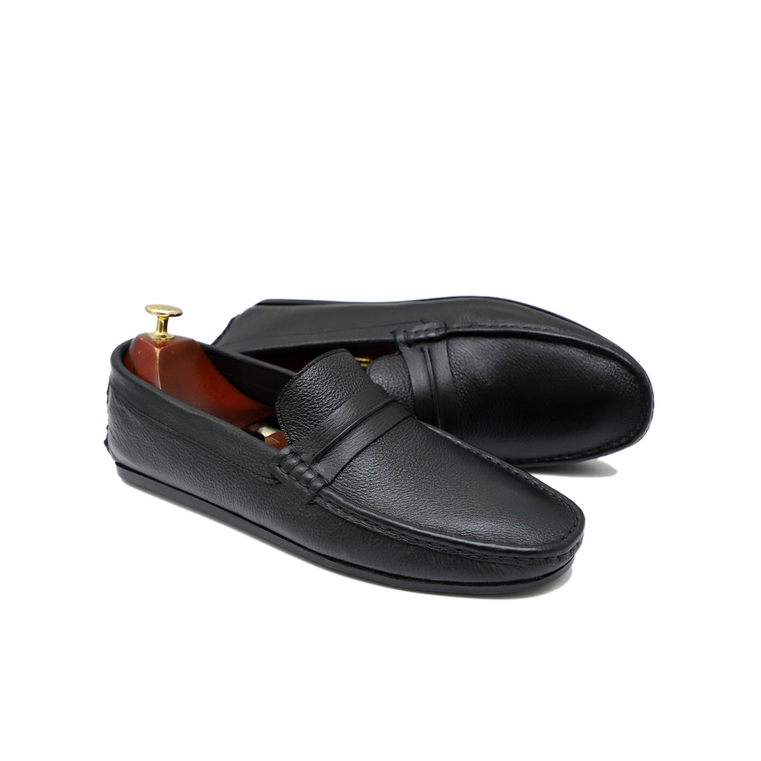 Black Color Leather Loafers For Men