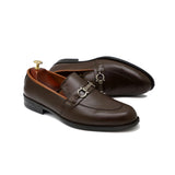 Brown Leather Upper Adorned With Silver Buckle Shoes For Men