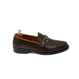 Brown Leather Upper Adorned With Silver Buckle Shoes For Men