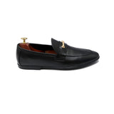 Black Leather Upper Adorned With Golden Buckle Shoes For Men